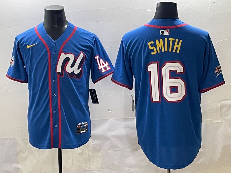 Men 2025 Los Angeles Dodgers #16 Smith Blue All star Blank Blue Nike MLB Jersey style 1->los angeles dodgers->MLB Jersey